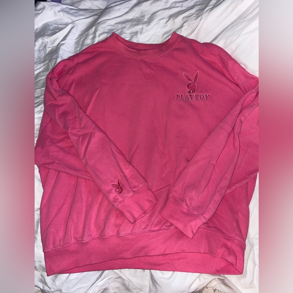 Playboy by Pacsun pink women's crewneck embroidered size Medium